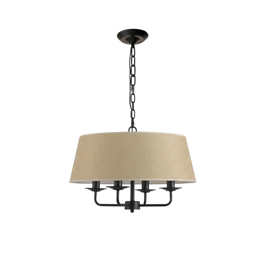 Lustre Vintage Americana Pendente Cúpula Única Tecido para Estar e Jantar