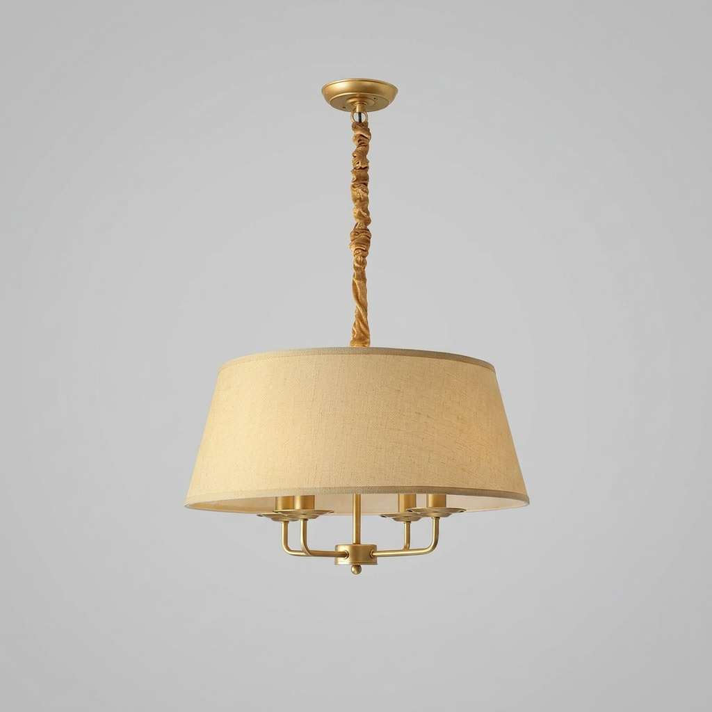 Lustre Vintage Americana Pendente Cúpula Única Tecido para Estar e Jantar
