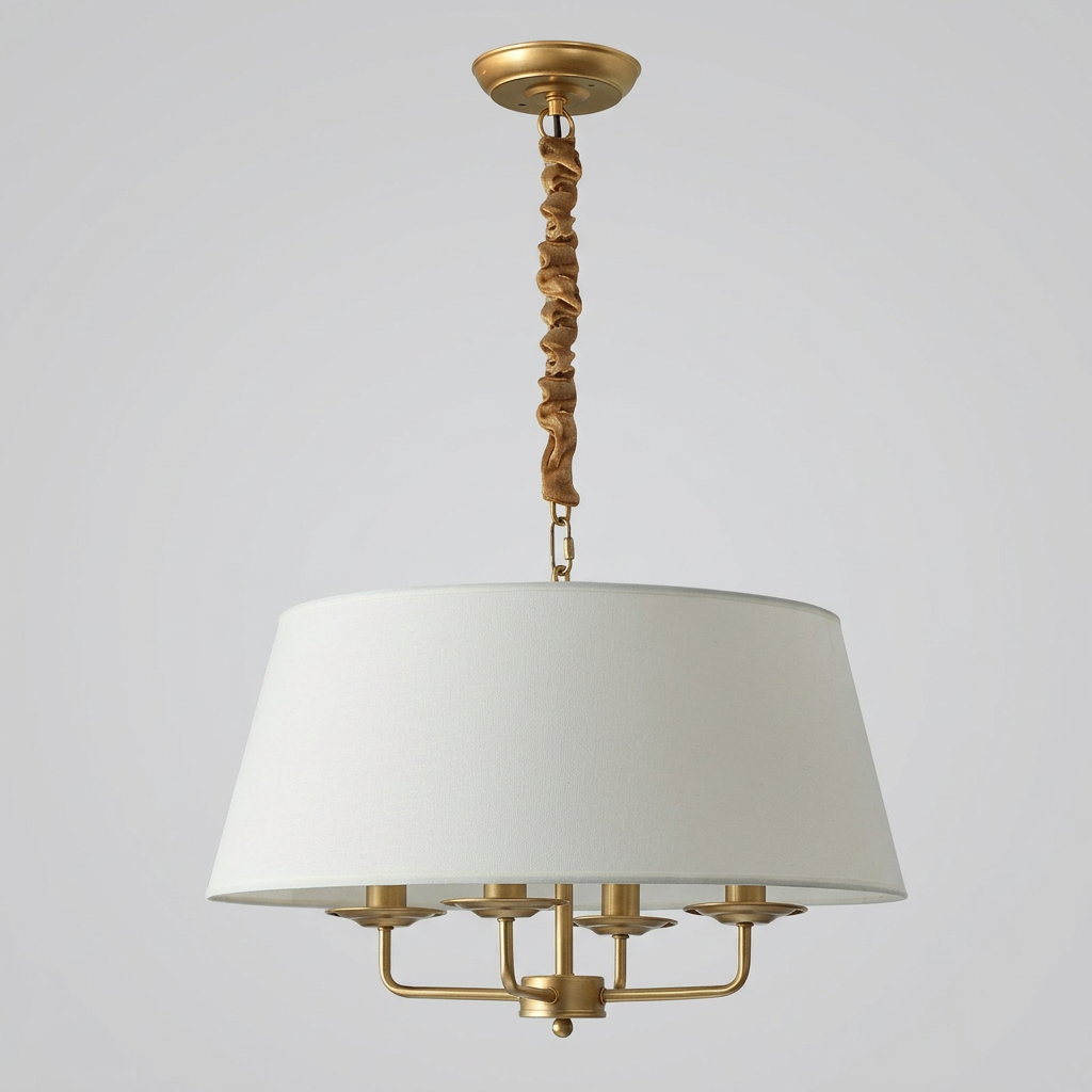 Lustre Vintage Americana Pendente Cúpula Única Tecido para Estar e Jantar