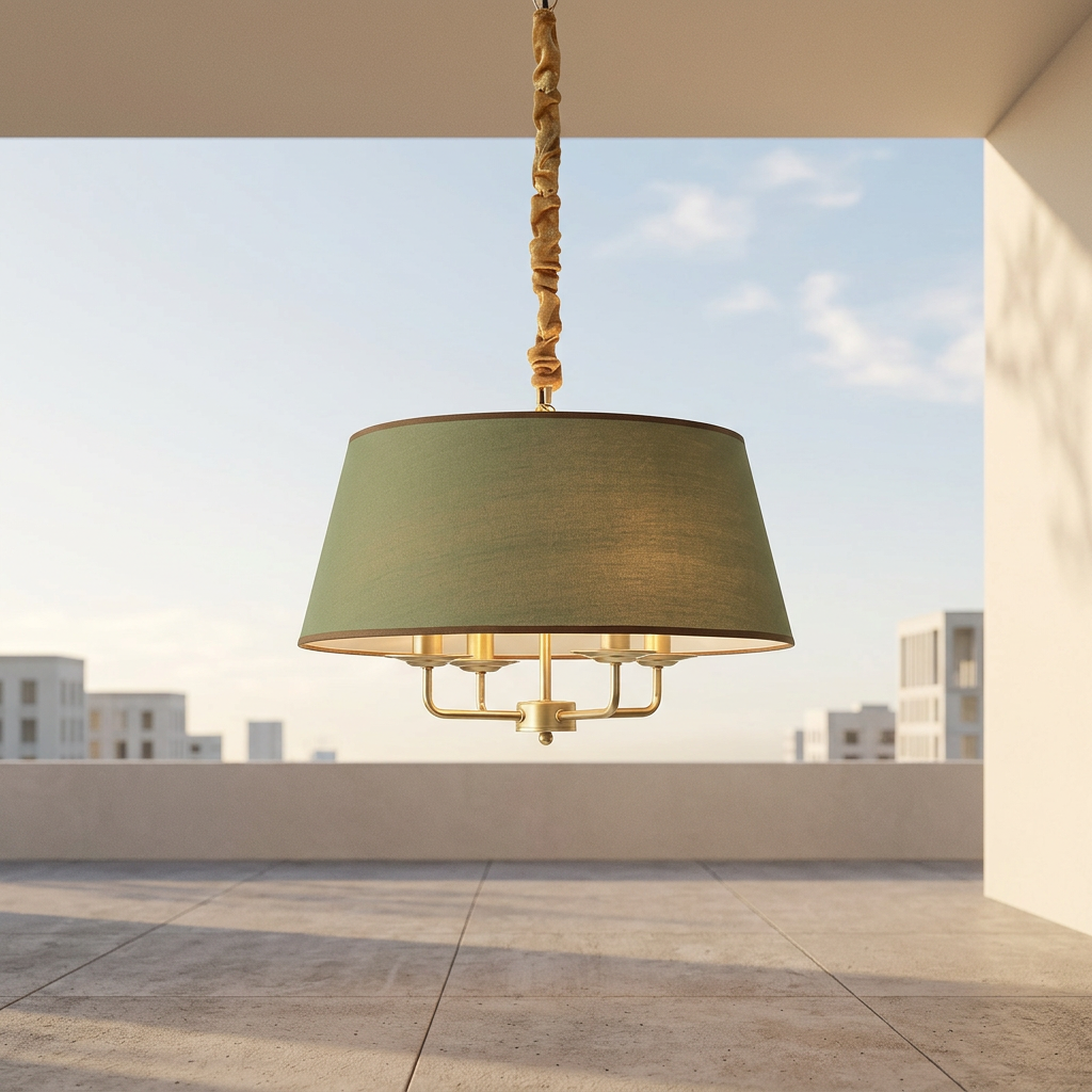 Lustre Vintage Americana Pendente Cúpula Única Tecido para Estar e Jantar