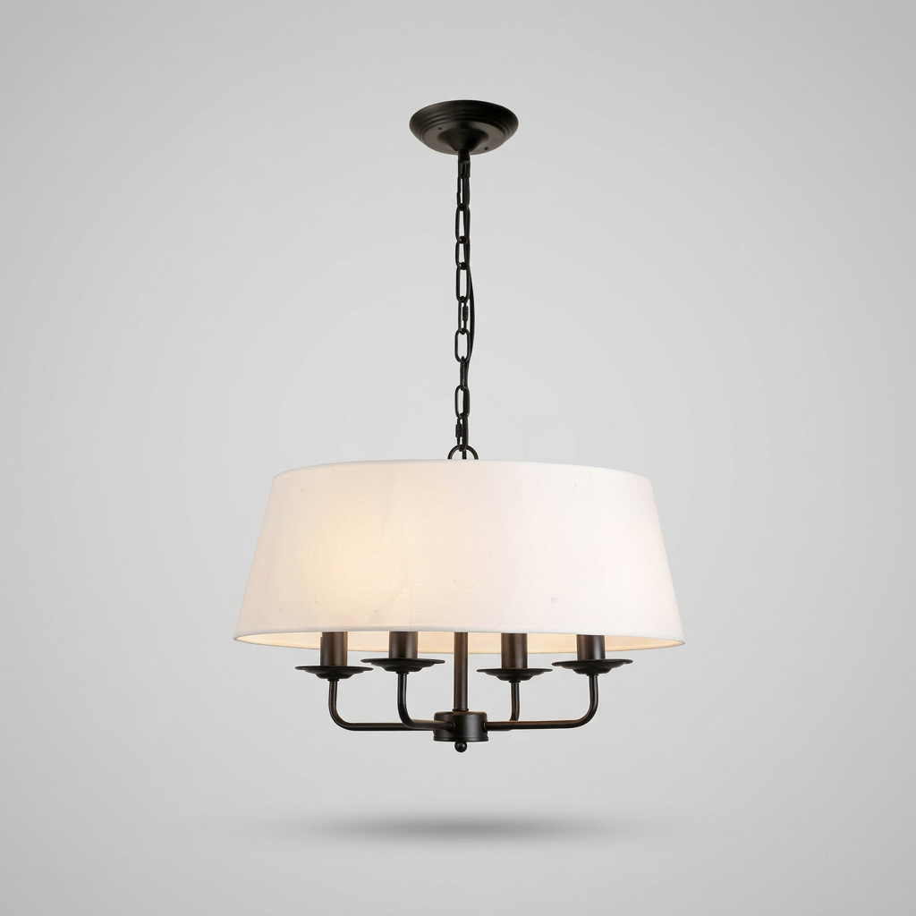 Lustre Vintage Americana Pendente Cúpula Única Tecido para Estar e Jantar