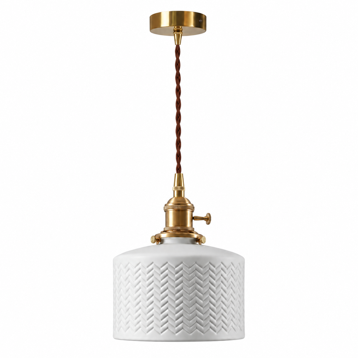 Pendente de Cerâmica Vintage Branco cilíndrico geométrico — 16,5 cm em fundo branco