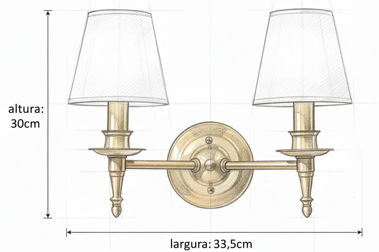 Arandela de Parede Tocheiro Mini Dourada Classic – 1 ou 2 Cúpulas