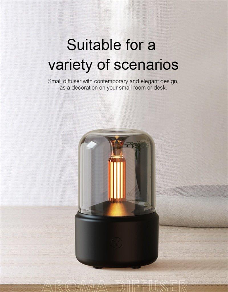 Luz de velas difusor aroma portátil 120ml usb umidificador de Ar - Decoronline+CO