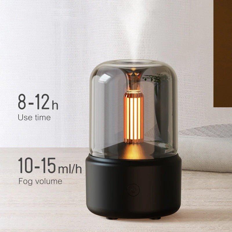 Luz de velas difusor aroma portátil 120ml usb umidificador de Ar - Decoronline+CO